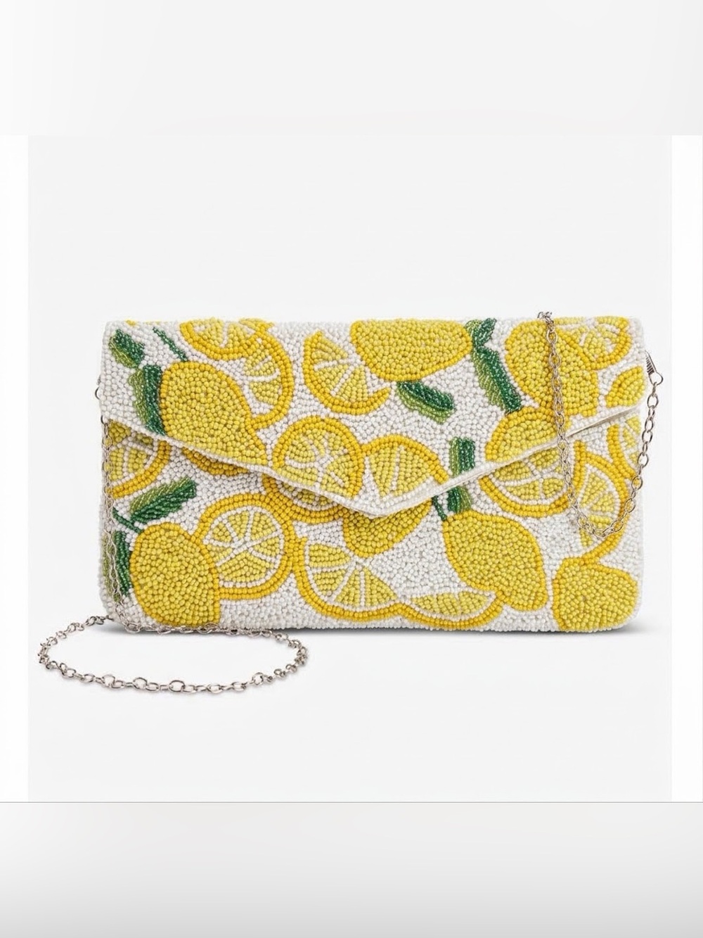 On 34th Hand Beaded Envelope Clutch- Lemons
